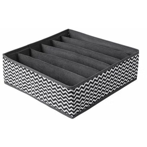 Ahlsen Underwear Storage, Set of 2 Foldable Drawer Organizer Box with 6 Compartments, Nonwoven Drawer Storage Box with Wavy Texture, Underwear Organizer, Wave Pattern