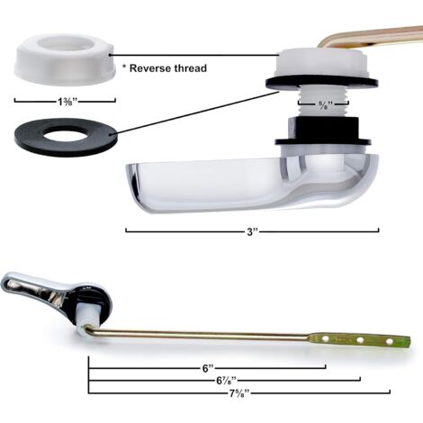 Ahlsen Replacement toilet handle, flush lever, front mounting, chrome, universal connection