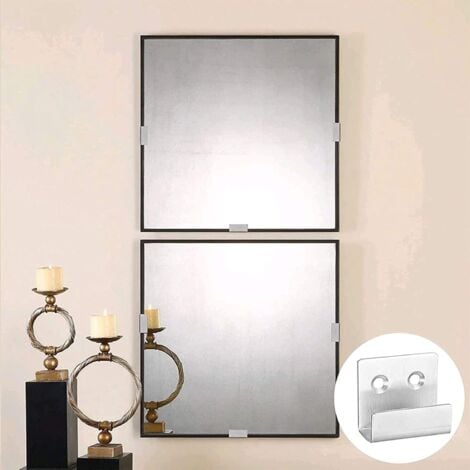Ahlsen 10 Pack Ceramic Tile Display Holder, Heavy Duty Tile Hook, U Shaped Wall Mirror Mount Bracket for Bathroom, Kitchen, Garage (Stainless Steel)