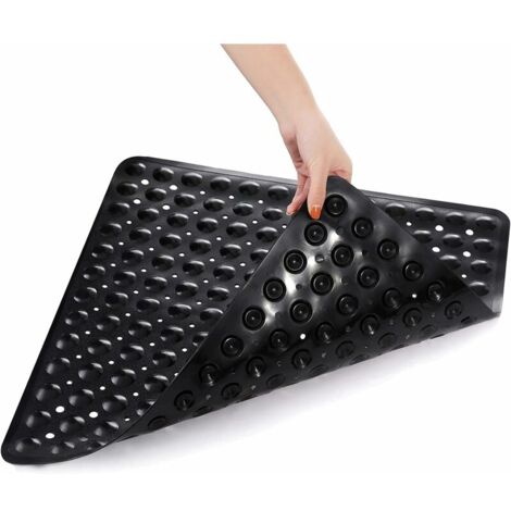 Ahlsen Non-Slip Shower Mat 53 × 53 cm, Bath Mat with Suction Cup, Black