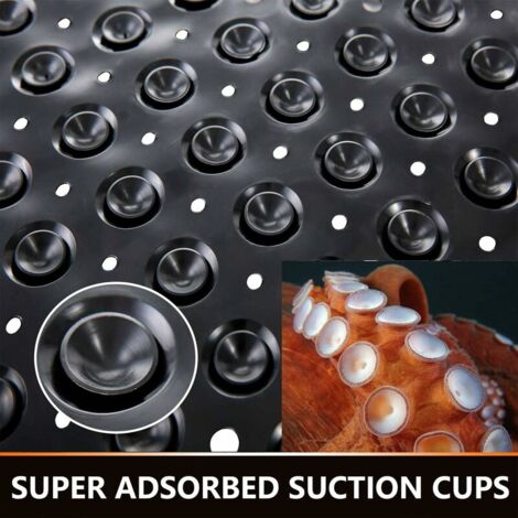 Ahlsen Non-Slip Shower Mat 53 × 53 cm, Bath Mat with Suction Cup, Black