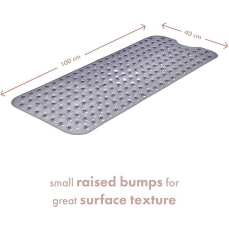 Ahlsen Bath Mat, Bathtub, Shower - Non-Slip with Suction Cup, Mildew Resistant, Machine Washable, Latex Free, Ideal for Elderly and Children (Gray, 100 x 40 cm)