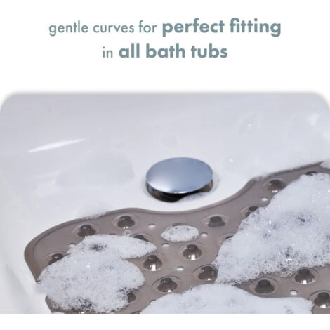 Ahlsen Bath Mat, Bathtub, Shower - Non-Slip with Suction Cup, Mildew Resistant, Machine Washable, Latex Free, Ideal for Elderly and Children (Gray, 100 x 40 cm)