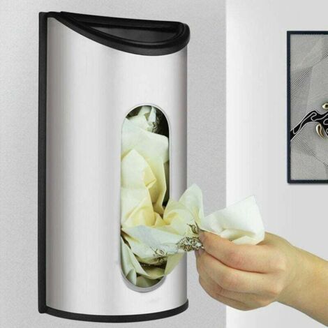 Ahlsen Stainless Steel Wall Mounted Plastic Bag Holder Storage Box Dispenser Organizer for Kitchen (Stainless Steel)