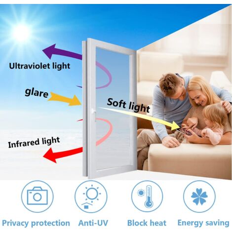 Ahlsen Window Film, Anti-Peeping Mirror Film, One Way Window Film, Anti-Heat Anti-UV Privacy Protection for Window, Office, Home, Shop, 30 x 200 cm