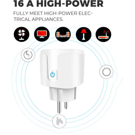 Ahlsen WIFI Connected Socket, 16A Smart Plug, Compatible with Android and iOS Alexa (Echo and Echo Dot), Siri, SmartThings, Google Home, Energy Monitoring, Timer Function (1 Pack)