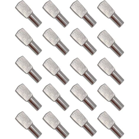 10 Pcs 5mm Shelf Support Pins - K-Line Pins For Wood & Glass Shelves, Rubber Padded, Flat Wide Surface (Nickel)