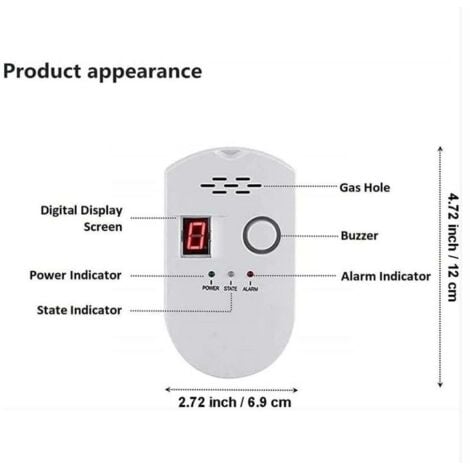 Ahlsen Digital Natural Gas Detector, Home Gas Alarm, Gas Leak Detector, High Sensitivity LPG, LNG, Natural Coal Leak Detection, Alarm Monitor for Home/Kitchen