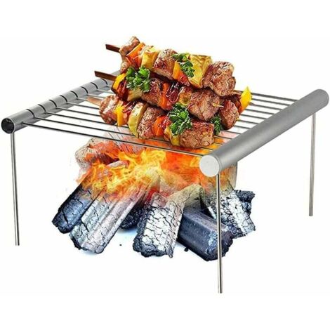 Ahlsen Portable Stainless Steel Grill, Mini Grill, Portable Camping Grill, Portable Folding Grill Outdoor, Simple Portable Grill for Home BBQ, Outdoor Picnic