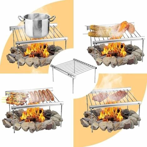 Ahlsen Portable Stainless Steel Grill, Mini Grill, Portable Camping Grill, Portable Folding Grill Outdoor, Simple Portable Grill for Home BBQ, Outdoor Picnic