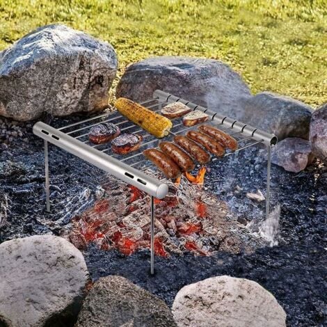 Ahlsen Portable Stainless Steel Grill, Mini Grill, Portable Camping Grill, Portable Folding Grill Outdoor, Simple Portable Grill for Home BBQ, Outdoor Picnic