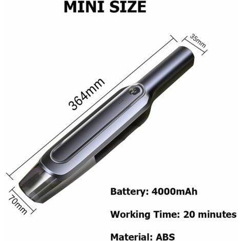 Ahlsen Car Vacuum Cleaner, Cordless Handheld Vacuum Cleaner, Portable Car Battery Vacuum Cleaner, USB Charging 120W 4000mAh with Washable Filter for Home Office Car