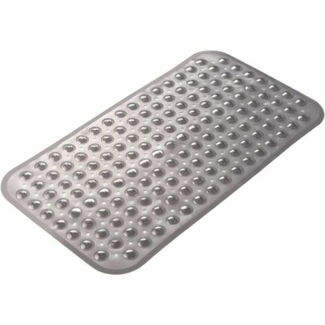 Ahlsen Bath Mat, 70 x 38 cm, Medium Size Non-Slip Rectangle Shower Mat with Suction Cup and Drain Holes, Machine Washable Bathroom Rug (Gray).