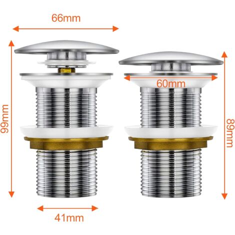 Ahlsen Sink Drain, Sink Stopper, Pop-up Drain System, Click-Clac Drain, Stainless Steel Bathroom Drain without Overflow, Anti-Clogging, Silver, for Bathroom Sink with Universal