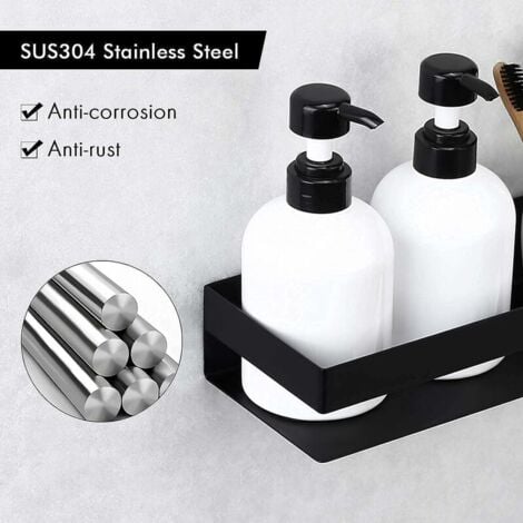 Ahlsen Shower Shelf Basket, Bathroom Shelf, Door Shower Holder, SUS304 Stainless Steel, Wall Mounted, Storage, 40cm, Matte Black