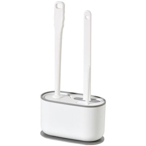 Ahlsen Toilet Brush, Flexible Bathroom Toilet Bowl Scrubber Set Silicone Wall and Floor Mounted Toilet Brush, White