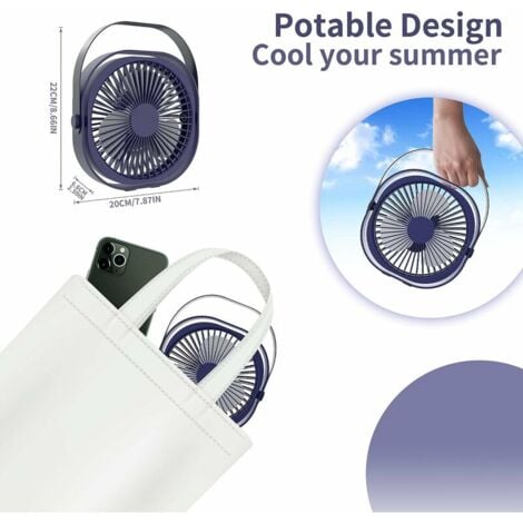 Ahlsen USB Fan, Desk Fan, Mini Fan, Quiet 3 Speed Fan, Portable Rechargeable USB Fan, Fan for Office, Travel, Home