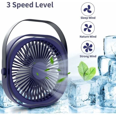 Ahlsen USB Fan, Desk Fan, Mini Fan, Quiet 3 Speed Fan, Portable Rechargeable USB Fan, Fan for Office, Travel, Home