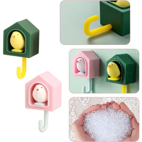 Ahlsen Pack of Animal Adhesive Hooks Plastic Creative Bird Decoration Kids Adhesive Hooks Wall Picture Hanger No Drilling for Wall Living Room Bathroom Home Decoration