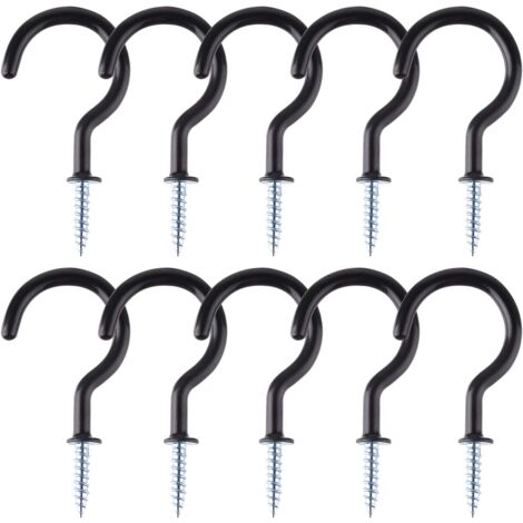 Ahlsen 10 Pack 2 Inch Screw-In Hooks, Screw-In Ceiling Hooks for Bathroom, Kitchen, Wall Hanging, Ceiling, Black