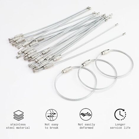 Ahlsen 65pcs Key Chains, Key Rings, Expandable Steel Wire Keychain, Nylon Coated Stainless Steel Key Chain, Silver Keychain for Hiking, Climbing, Backpacking