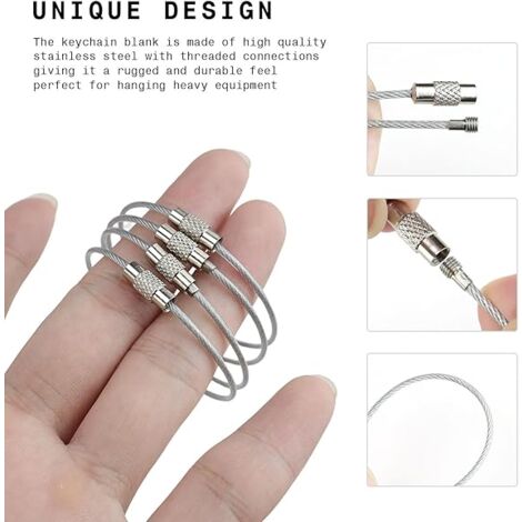 Ahlsen 65pcs Key Chains, Key Rings, Expandable Steel Wire Keychain, Nylon Coated Stainless Steel Key Chain, Silver Keychain for Hiking, Climbing, Backpacking