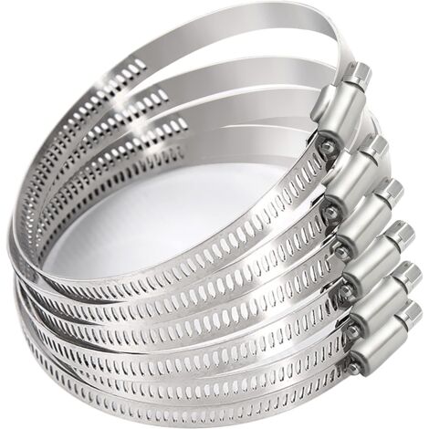 Ahlsen Inch Adjustable Pipe Clamp 304 Stainless Steel Hose Clamps 6 Pack Worm Screw Worm Drive Flange Adjustable from 59mm to 82mm