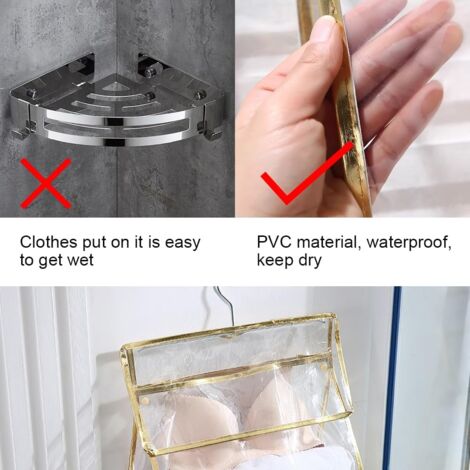 Ahlsen Pack Transparent Carrying Bag, Portable Shower Bags, Travel Shower Bag with Hook, Dormitory Shower Bag, for Travel, Camping, Bathroom (Gold, Silver)