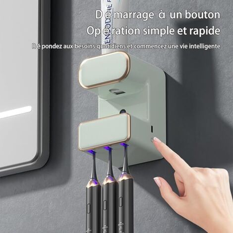 Ahlsen Smart Toothpaste Dispenser, Wall Mounted Automatic Toothpaste Dispenser, Rechargeable Toothbrush Holder, Bathroom Toothbrush Holder for Kids Adults (Beige)