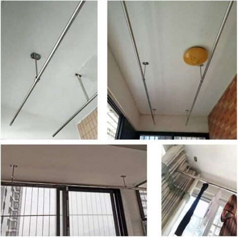 Ahlsen piece of ceiling mount made of brushed stainless steel for shower curtain rods