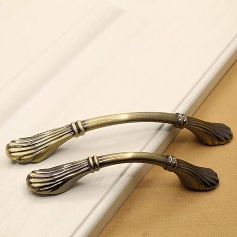 Ahlsen Set of 6 chic vintage cabinet handles - classy drawer handles - furniture door handles - antique kitchen cabinet handles (96 mm hole spacing), green bronze