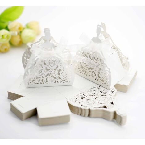 Ahlsen 50pcs Small Gift Box Gift Boxes Candy Gift Box with Ribbon Christmas Candy Boxes for DIY Gift Wedding Party