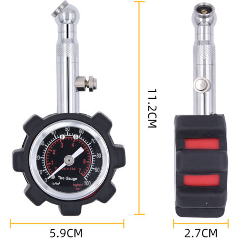 Ahlsen Tire Pressure Gauge, Tire Pressure Gauge 7 Bar 100 Psi with Large Dial 1.5 Inch, Professional Mechanic Tire Pressure Gauge for Motorcycle Car