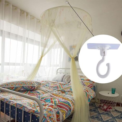 Ahlsen Pack of Self Adhesive Mosquito Net Ceiling Hooks and Wall Hooks, Rotating Ceiling Hooks, Rotatable 360°/180°, Mounted Hooks for Hanging Small Plants, Towel Coat, White Black