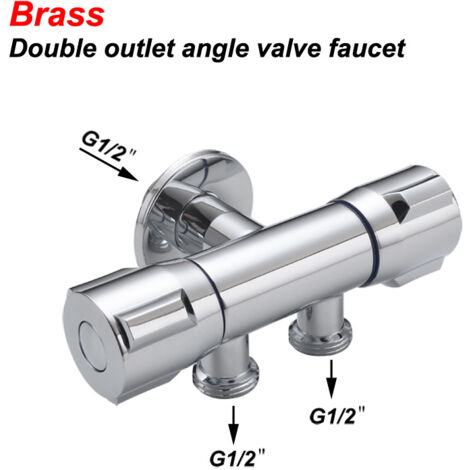 Ahlsen Double Angle Valve Bracket for Multifunction Toilet, Double Water, One-in-Two Water Separator Bulb Set, Angle Valve Spray Gun with Bracket