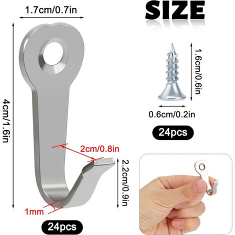 Ahlsen Metal Coat Hooks, 24 Pack Coat Hooks Wall Hooks Retro Simple Hooks Wall Coat Rack with Screws Rustproof for Kitchen Bathroom Office Closet Towel (Silver)