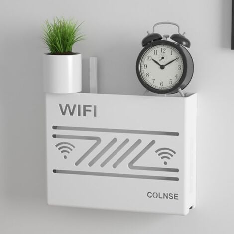 Ahlsen Wall Mounted Wi-Fi Router Storage Box, Decorative Wall Shelf, Wall Decoration, Multifunction for Router, Cable Organizer, White