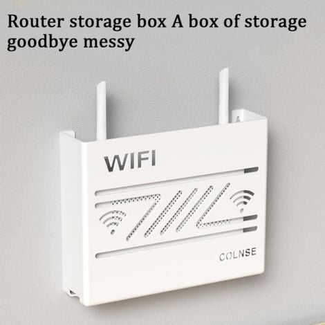 Ahlsen Wall Mounted Wi-Fi Router Storage Box, Decorative Wall Shelf, Wall Decoration, Multifunction for Router, Cable Organizer, White