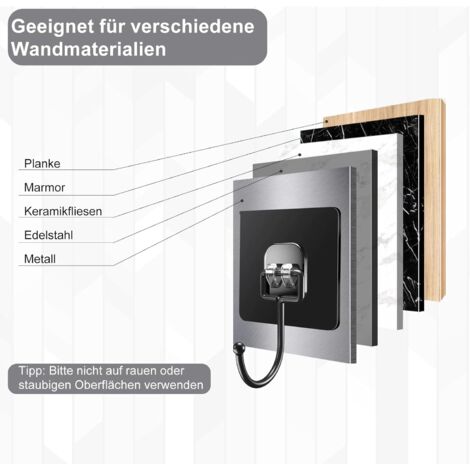 Ahlsen 10 Pack Self Adhesive Wall Hooks (Maximum 30 kg) - Black - Waterproof and Traceless - Wall Mounted without Drilling for Bathroom, Ceiling, Wall Hooks, Kitchen Utensils, Keys, Backpack