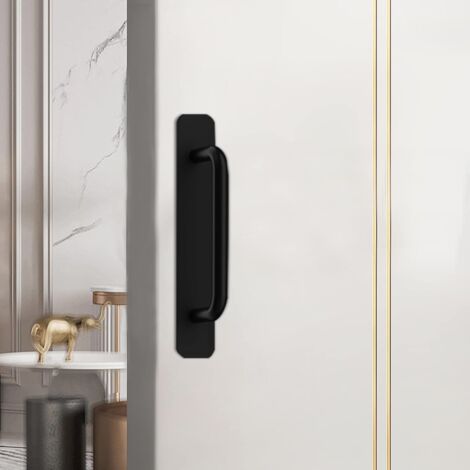 Ahlsen Pack Black Aluminum Self Adhesive Door Handles Pulls for Kitchen Bedroom Wardrobe Bathroom (147mm)