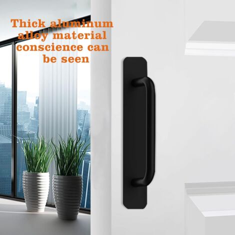 Ahlsen Pack Black Aluminum Self Adhesive Door Handles Pulls for Kitchen Bedroom Wardrobe Bathroom (147mm)