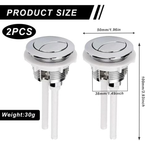 Ahlsen 38MM Toilet Flush Push Button,Universal Dual Flush Button Round Head High Pressure Pump (Silver 2)