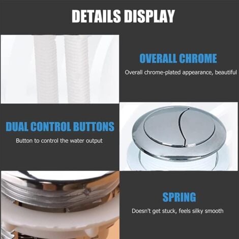 Ahlsen 38MM Toilet Flush Push Button,Universal Dual Flush Button Round Head High Pressure Pump (Silver 2)