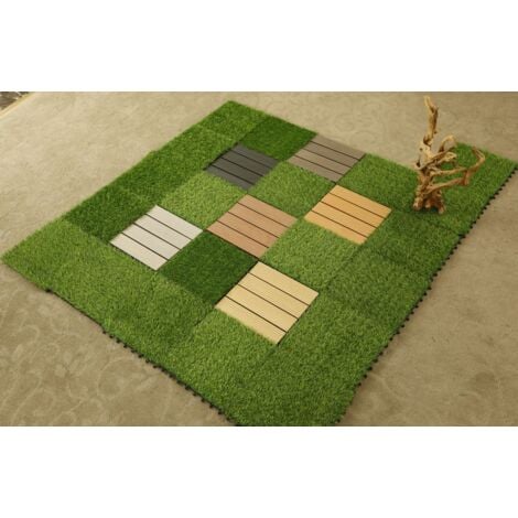 Ahlsen 30 x 30 cm artificial grass tiles, thick synthetic grass tiles, self-draining mat, for indoor and outdoor use, terrace, balcony, garden