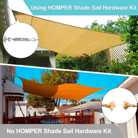 Garden Awning Fixing Kit, Triangle & Square, Rectangular, Heavy Duty Stainless Steel Shade Sail Fixing Accessories