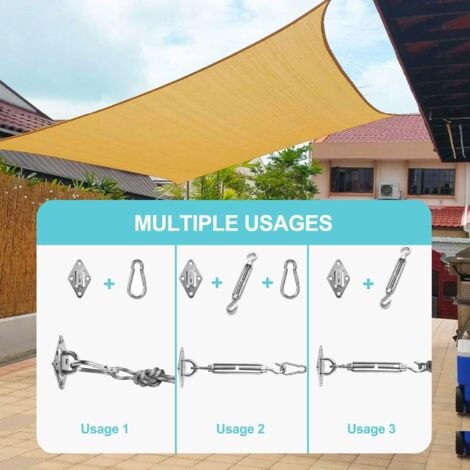 Garden Awning Fixing Kit, Triangle & Square, Rectangular, Heavy Duty Stainless Steel Shade Sail Fixing Accessories