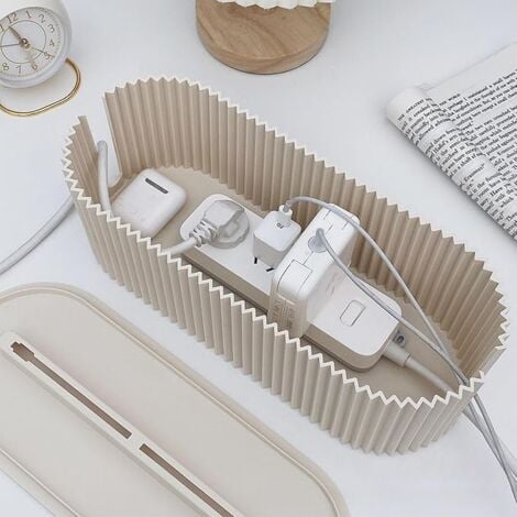 Cable Management Box, Cable Management Box, Plastic Cable Management Box for Office Home Storage Solution 33x13x11 cm (Off-white)