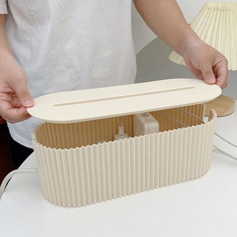 Cable Management Box, Cable Management Box, Plastic Cable Management Box for Office Home Storage Solution 33x13x11 cm (Off-white)
