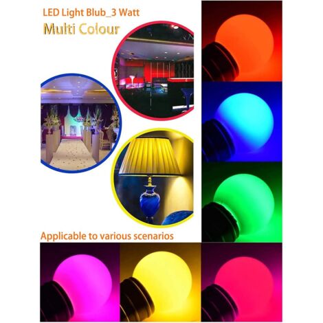 Ahlsen Bunte LED-Leuchtmittel, E27, 3 W = 30 W, dekoratives und Designlicht, 240 Lumen, AC220 V-240 V, Dekorationslampe, gemischte Farben, Rot, Gelb, Blau, Grün – 40 Stück [Energieklasse A+]