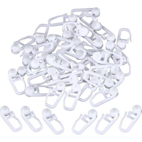 120 Stück Weiße Vorhanghaken Aus Kunststoff – 2,8x1,2 Cm, Für Gardinen, Duschvorhänge & Türvorhänge